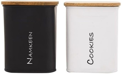 RJ kitchenware Store Iron Cookie Jar  - 900 ml(Pack of 2, Multicolor)