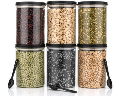 WeCoCo Plastic Grocery Container  - 1000 ml(Pack of 6, Black)