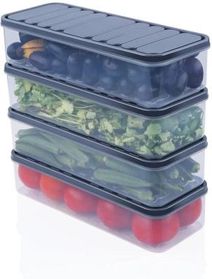 JoyCraze Plastic Utility Container  - 1200 ml(Pack of 4, Grey, Transparent)