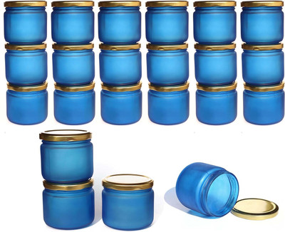 Pure Source India Glass Cookie Jar  - 150 g(Pack of 24, Blue)