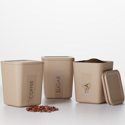 FORWAY Plastic Tea Coffee & Sugar Container  - 800 ml(Pack of 3, Light Green)