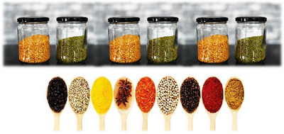 hc the crafts Glass Tea Coffee & Sugar Container  - 500 ml(Pack of 6, Clear)