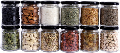 Shreeji krupa Glass Grocery Container  - 200(Pack of 12, White)
