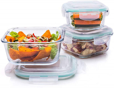 NAVPATH Glass Utility Container  - 320 ml, 520 ml, 800 ml(Pack of 3, Clear)