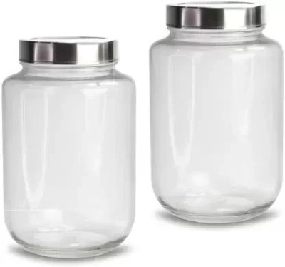 vency shoppy Glass Pickle Jar  - 2000 ml(Pack of 2, Clear)