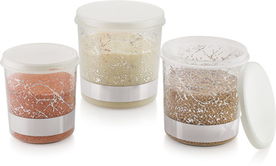 Nabhya Plastic Grocery Container  - 10 L, 7.5 L, 5 L(Pack of 3, White)