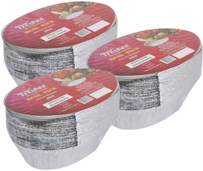 Freshee Aluminium Fridge Container  - 600 ml(Pack of 3, Silver)