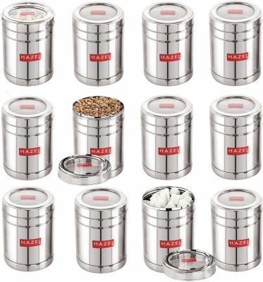 HAZEL Steel Grocery Container  - 1400 ml(Pack of 12, Silver)