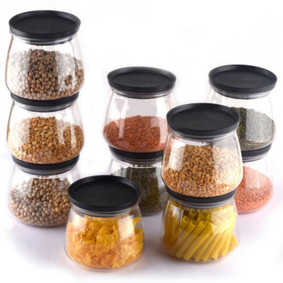 QUPSY Plastic Grocery Container  - 900 ml(Pack of 10, Black)