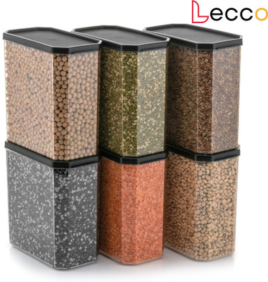 Lecco Plastic, Polypropylene Grocery Container  - 1500 ml(Pack of 6, Black)