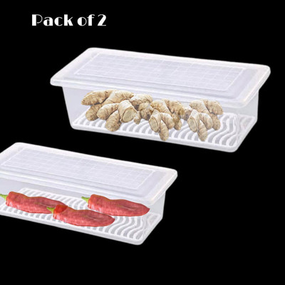 forsel Plastic Fridge Container  - 1500 ml(Pack of 2, White)