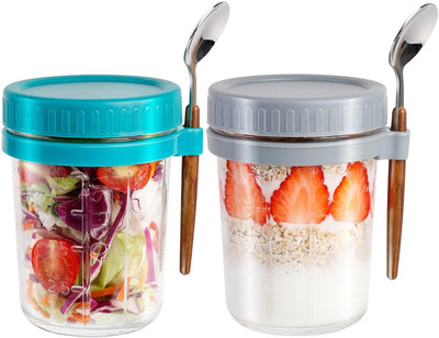 TINSUHG Glass Utility Container  - 350 ml(Pack of 2, Multicolor)