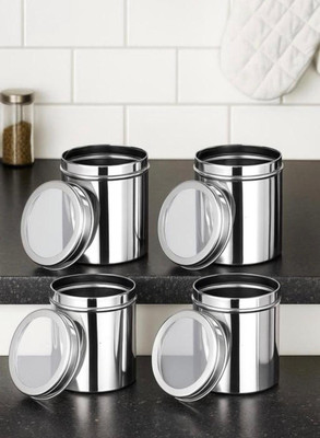 STEELIFE Stainless Steel Grocery Container  - 1000 ml(Pack of 4, Silver)