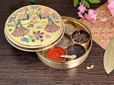 PITAL NAGRI ECRAFT Brass Utility Container  - 100 ml(Gold)