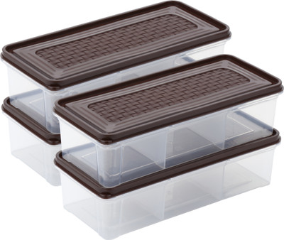 EMBICON Plastic Fridge Container  - 2000 ml(Pack of 4, Brown)