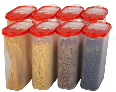 Cutting EDGE Plastic Grocery Container  - 2400 ml(Pack of 8, Red)