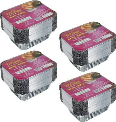Freshee Aluminium Utility Container  - 450 ml(Pack of 4, Silver)