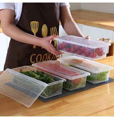 RABBITO Plastic Fridge Container  - 1800 ml(Pack of 6, White)