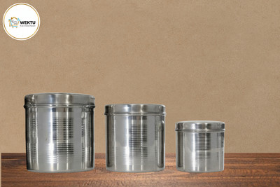 WEKTU Stainless Steel Grocery Container  - 1000 ml(Pack of 3, Silver)