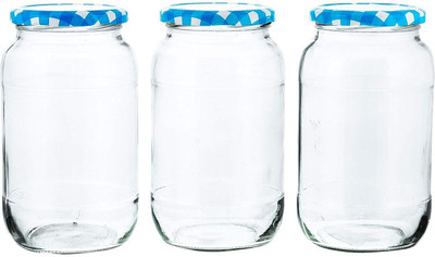 THE NK Store Glass Grocery Container  - 1 kg(Pack of 3, Multicolor)