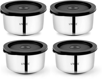 UNINOX Stainless Steel Utility Container  - 500 ml(Pack of 4, Black)