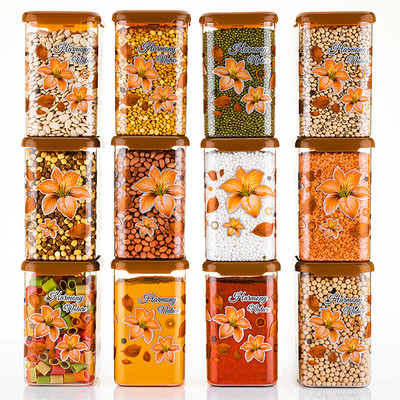Skymax Plastic Grocery Container  - 1100 ml(Pack of 12, Orange)