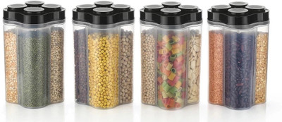RDKITCHENWERE Plastic Grocery Container  - 2400 ml(Pack of 4, Black)