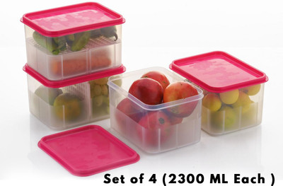 ksquare Plastic Fridge Container  - 2300 ml(Pack of 4, Pink)