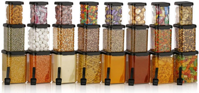 ROYALRYTE ENTERPRISE Plastic Grocery Container  - 950 ml, 650 ml, 350 ml(Pack of 24, Black)