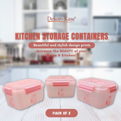 Dekor-Kase Plastic Utility Container  - 1900 ml(Pack of 3, Pink)