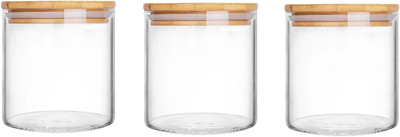 IndusBay Glass Utility Container  - 680 ml(Pack of 3, Clear)