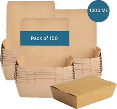 Kaagat Paper Utility Container  - 1200 ml(Pack of 150, Brown)
