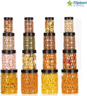 Flipkart SmartBuy Plastic Grocery Container  - 1200 ml, 650 ml, 350 ml, 250 ml(Pack of 16, Black)