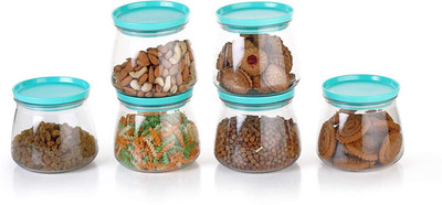 ADMONITION Plastic Grocery Container  - 900 ml(Pack of 6, Blue, Clear)