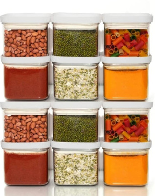 SARAZA Plastic Grocery Container  - 500 ml(Pack of 12, White)