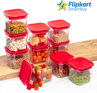 Flipkart SmartBuy Plastic Grocery Container  - 600 ml(Pack of 10, Red)