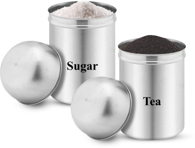 Dhara Stainless Steel Steel Tea Coffee & Sugar Container  - 700 ml(Pack of 2, Silver)