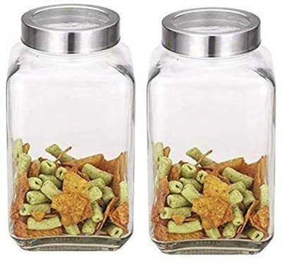 Coozico Glass Grocery Container  - 3000 ml(Pack of 2, Clear)