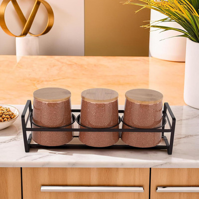 KUBER INDUSTRIES Ceramic Pickle Jar  - 650 ml(Pack of 3, Pink)