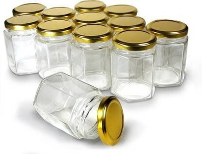 MOOZICO Glass Utility Container  - 250 ml(Pack of 12, Clear, Gold)