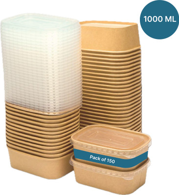 Kaagat Paper Utility Container  - 1000 ml(Pack of 150, Brown)
