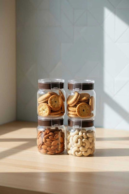 Swanoll Plastic Grocery Container  - 500 ml(Pack of 4, Brown)