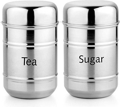 Rident Kitchen Steel Tea Coffee & Sugar Container  - 700 ml(Pack of 2, Silver)
