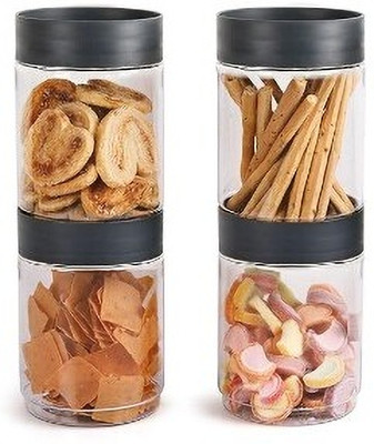 Modustacks Plastic Grocery Container  - 1500 ml(Pack of 4, Grey)