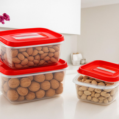 Homivra Plastic Utility Container  - 2400 ml, 1600 ml, 800 ml(Pack of 3, Red)