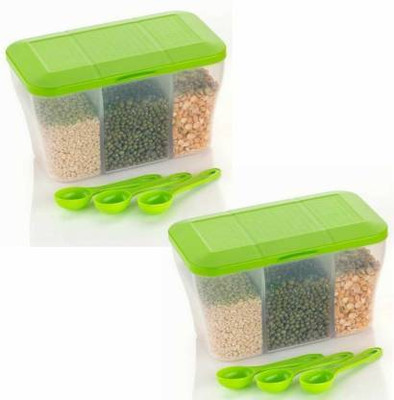 AIROMOON Plastic Grocery Container  - 1100 ml(Pack of 2, Green)