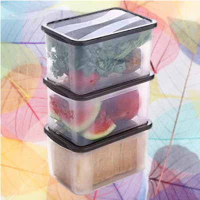 ADMONITION Plastic Bread Container  - 2000 ml(Pack of 3, Black, White)
