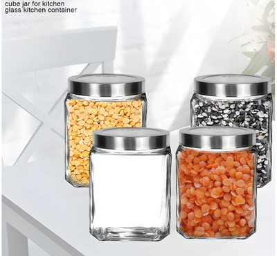 STABILIX Glass Grocery Container  - 800 ml(Pack of 4, Clear)