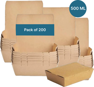 Kaagat Paper Utility Container  - 500 ml(Pack of 200, Brown)