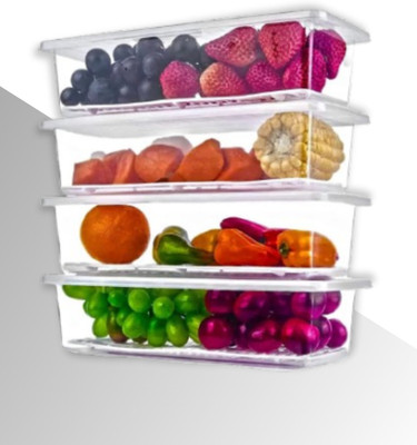 Charmpeak Plastic Fridge Container  - 1500 ml(Pack of 4, Clear)